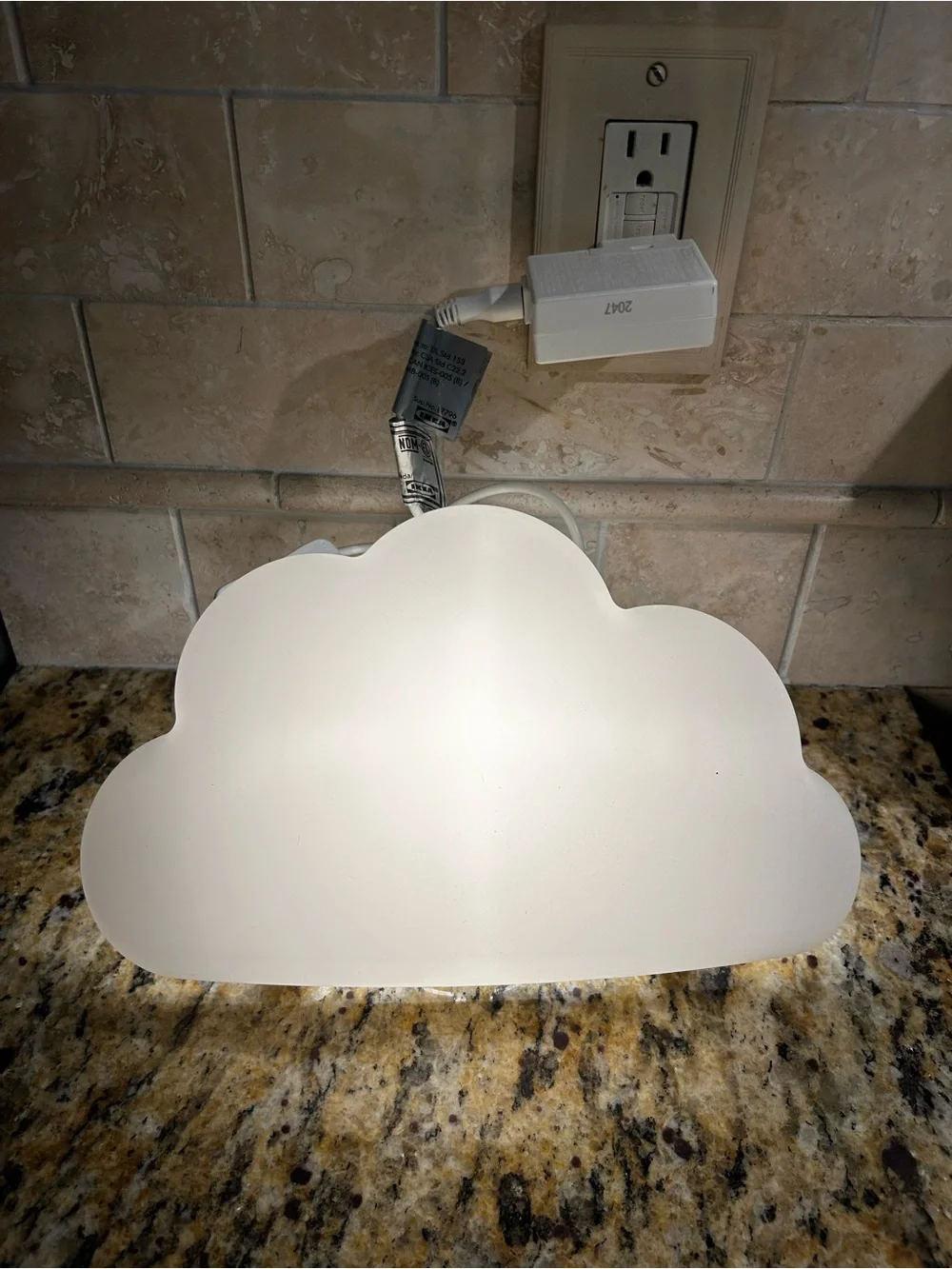 IKEA White Cloud Wall Lamps Pair with Switch on Cord